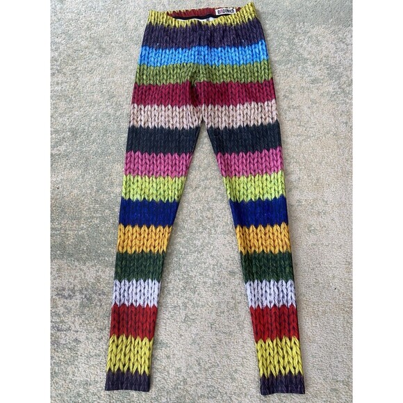 Badinka Size Medium Colorful Striped Yarn-Appearance Leggings Festival Rave - Picture 1 of 8